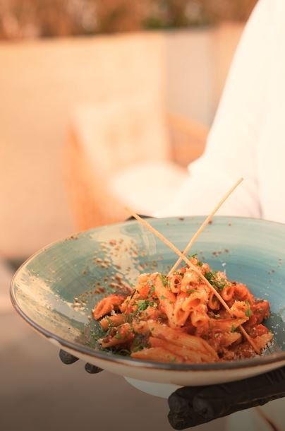 Fresh pasta plated at Stay
